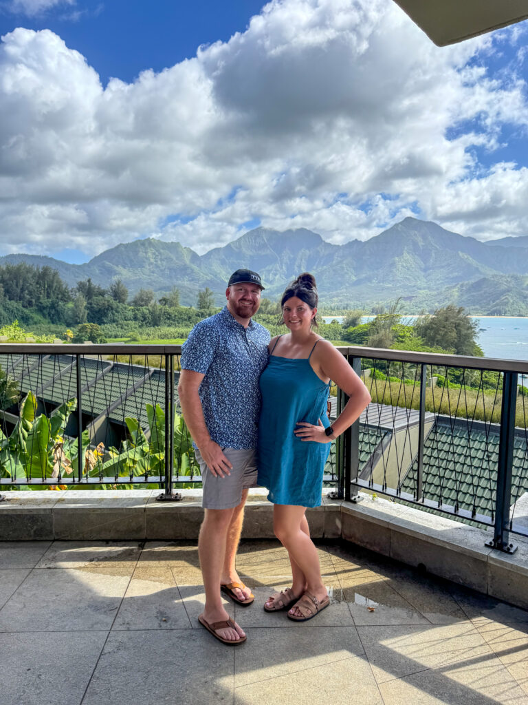 Jace and Jamie with Hanalei Bay, Kauai in the background
