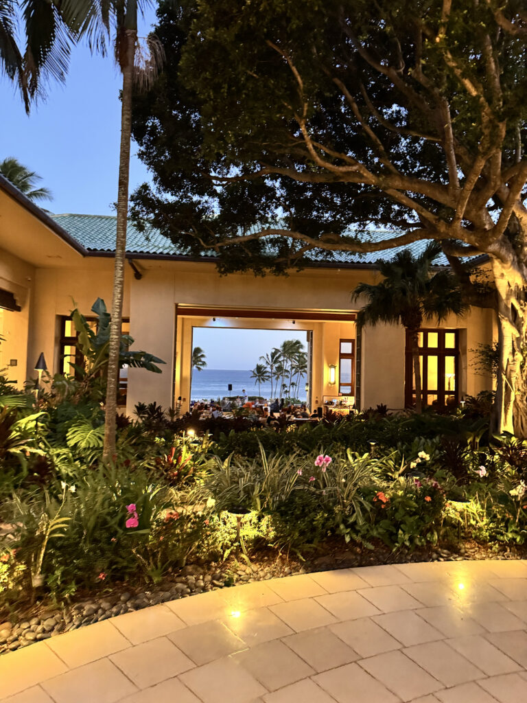 Grand Hyatt Kauai lobby entrance with ocean view